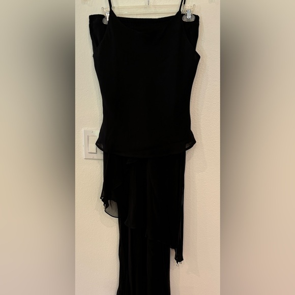 Black Chiffon 2 Piece Skirt & Cami Top - Regine Los Angeles - Flowy & Elegant - Picture 2 of 3